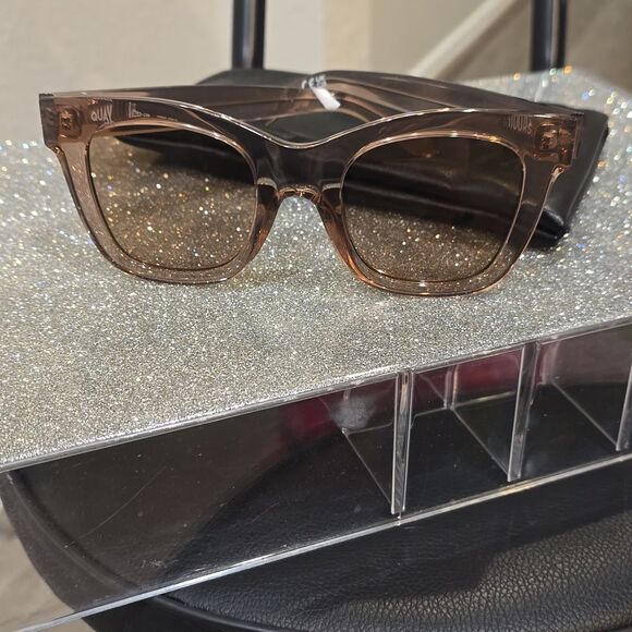 Quay Australia After Hours Oversized Square Sunglasses- Crystal Doe/Tan main image 7